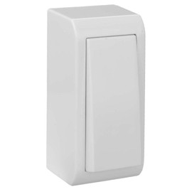 Slim White Surface-Mounted Switch with Rocker Button 10A 250V 33 x 70 x 25 mm