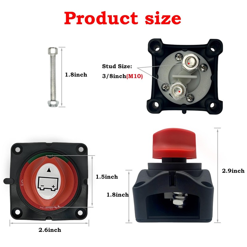 Vcanuplms Battery Switch Master Cut Off, 12V-48V Waterproof Heavy Duty