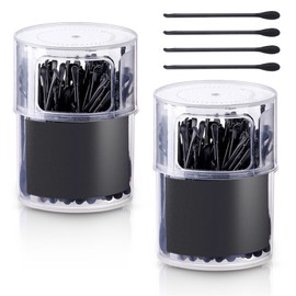 Yitexin 200 Pieces Disposable Ear Pick Spoon with Swab Tip, Double Sided Wax Removal Tool, Plastic Ear Cleaner Tool Scoop Picker for Older Adult Personal Care Cleaning (Black)