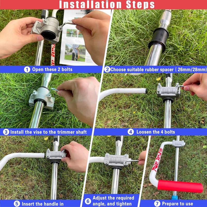 NeJesZoe Ergonomic Trimmer Grip Extension Handle with Bracket Clamp for
