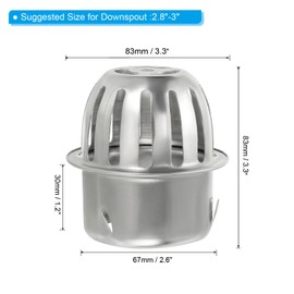 PATIKIL Dome Gutter Guard Filter, 4 Pack 304 Stainless Steel Downspout Strainer, Anti-Blocking Outdoor Gutter Cleaning Tool for Stops Leaves Debris, Fits 2.8-3 Inch