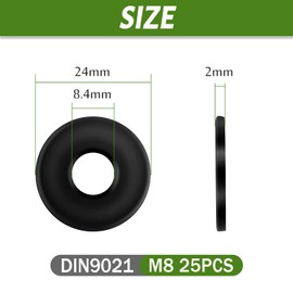 Jeboler Jeboler Unterlegscheiben M8 Schwarz, 25 Stck Edelstahl Beilagscheiben DIN 9021 A2 V2A Karosseriescheiben Gro? Flach Unterlegscheiben, Rostfreie Flat Washers fr Schrauben & Muttern & Gewindestange