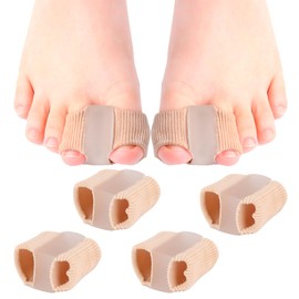 CYMYGS 4 PCS Bunion Corrector Big Gel Toe Straightener with 2 Loops, Elastic Fabric & Reusable Toe Straightener for Hallux Valgus Correction Women Men, Day & Night Wear