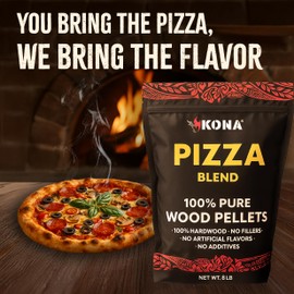Kona Pizza Blend Wood Smoker Pellets, Intended for Ninja Woodfire Pizza Ovens, 100% Natural Hardwood - Rich Smoky Flavor - Ideal for Pizza Ovens, Smokers, and Smoker Tubes - 8 Pounds