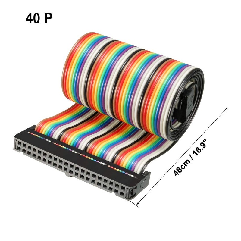 sourcing map IDC Ribbon Cable Coloured Rainbow Wire 40 Pins