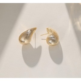 POSUR Teardrop 14K Gold Plated 925 Sterling Silver Post Hoop Earrings for Women | Enamel Colored Waterdrop Dupes Trendy Earrings | Lightweight Hypoallergenic, Large, Yellow Gold, No Gemstone