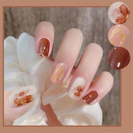 Nail Tip Nail Seal, Cute, Flowers, Butterfly, Ribbon, Beads, Gel Nails, 3D Nail Art, Cute, Women's, Spring and Summer Nails, 24 Pieces, Stylish, Popular, Present, Self Nails, 48 Double Sided Tape