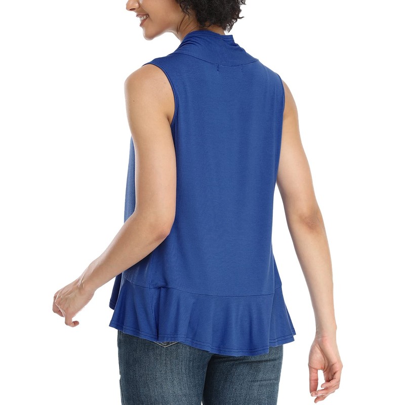 Xeoxarel Cárdigan sin mangas para mujer con frente abierto, Azul