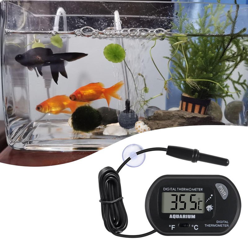 2Pack Digital Aquarium Thermometer with Large LCD Display, Reptile Thermometer