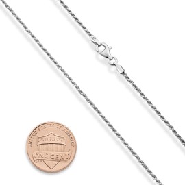 Miabella Solid Rhodium Plated 925 Sterling Silver Italian 1.5mm Diamond-Cut Braided Rope Chain Necklace for Men Women, Made in Italy (Length 16 Inches (X-Short))
