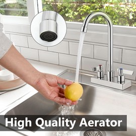 GBBNE Bar Sink Faucet 4 Inch Center Deck Mount,2 Hole Prep Sink Faucet Dual Handles Commercial Utility Laundry Kitchen,Polished Chrome