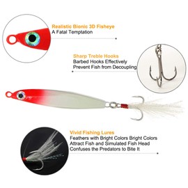 8 Pcs Jig Hard Fishing Lures Metal Fishing Spoons with Feather for Trout 23g-31g