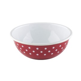 Riess, COUNTRY 0303-077 Kitchen Bowl 14, Red Dots, Diameter 14 cm, Height 5.1 cm, Capacity 0.47 Litres, Enamel, Red/White, Induction