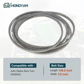 Honoyam GX26422 Mower Deck/Drive Belt Kevlar Cord Belt 1/2 inch x 145.5 inch Replaces John Deere 48 inch Deck Belt Z325E Z330M Z330R ZTRAK ZTRAKZ355E Z355R Z365R Z375R