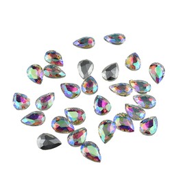 Hahiyo 10 x 14 mm lágrima AB diamantes de imitación base de garras de cristal pintado con parte trasera de gemas de cristal, fácil pegamento, transparente, 80 piezas, multifunción, para joyas, regalos, vestidos, manualidades, decorar