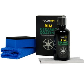 FOLLOWIN Wheel Rim Ceramic Coating Kit - Repels Brake Dust, Dirt, Stains & Water - Hydrophobic Ceramic Coating for Wheels, 50ml - Ceramic Coat Protection for Alloy & Metal Rims
