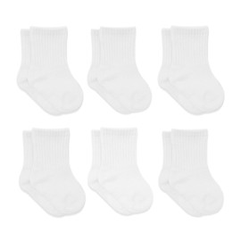 Cotton 6 Pairs Baby Socks for Newborn Infant 0-6 Months to 3 Years | Stopper Socks Seamless Socks | Boys Girls Children's Socks, White / white
