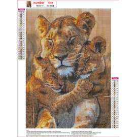 MXJSUA DIY Cute Lion Diamond Painting Kits for Adults, Animal Diamond Gem Art Painting for Beginners, Diamond Picture with Full Round Drill Dots Craft Set Gift, 30x40 cm