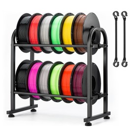 3D Printer Filament Storage Rack，2 Tiers Metal Filament Rack,Holds 12 rolls of 1kg PLA/ABS/TPU filament, suitable for home, office, and work use.