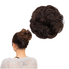 HAPVITAL Hair Bun Wig, Hair Extension, Hair Ornament, Bun Hair, Kimono, Chignon, Partially Volumized, Point Wig, Perfect Hairstyle, Stylish, Wedding, Natural, Easy, Coming-of-Age Ceremony, Popular, Ladies' Easy (Bright Brown, Curly Hair)