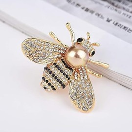 2025 Upgraded Gold Bee Big, Faux Pearl Rhinestone Brooch Pin Scarf Clothes Decor Jewelry Creative and Processed Brooches and Pins