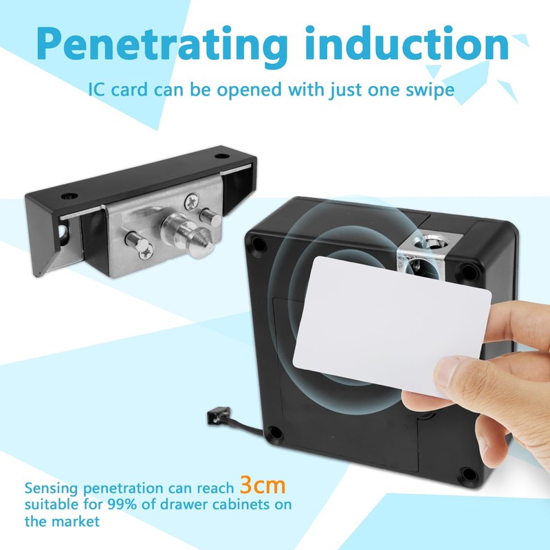 Smart Cabinet Lock, Hidden Cabinet Lock with 2 Cards, Intelligent