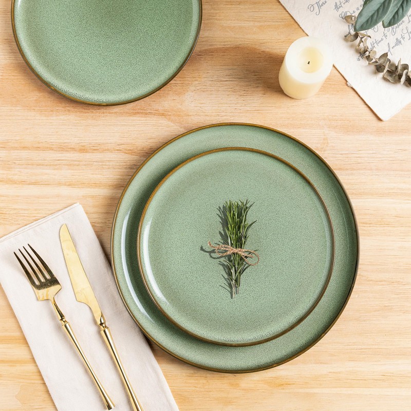 LERATIO Ceramic Dinnerware Sets for 4,12 Pieces Poreclain Plates and