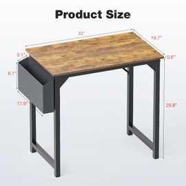 OLIXIS 32 Inch Computer Desk Writing Study Work Table with Storage Bag, Headphone Hooks for Home Office