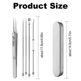 tiyiyok Pack of 5 Comedone Squeezers, Blackhead Remover, Pimple Remover, Blackhead Tweezers, Pimple Squeezing Tool, Stainless Steel, Keep Your Face Spores Clean