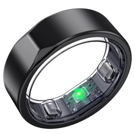 SEEKZERO Smart Ring for Women Men, Titanium Fitness Ring, 5ATM Waterproof for iPhone and Android,No Subscription Fee (Black 10)