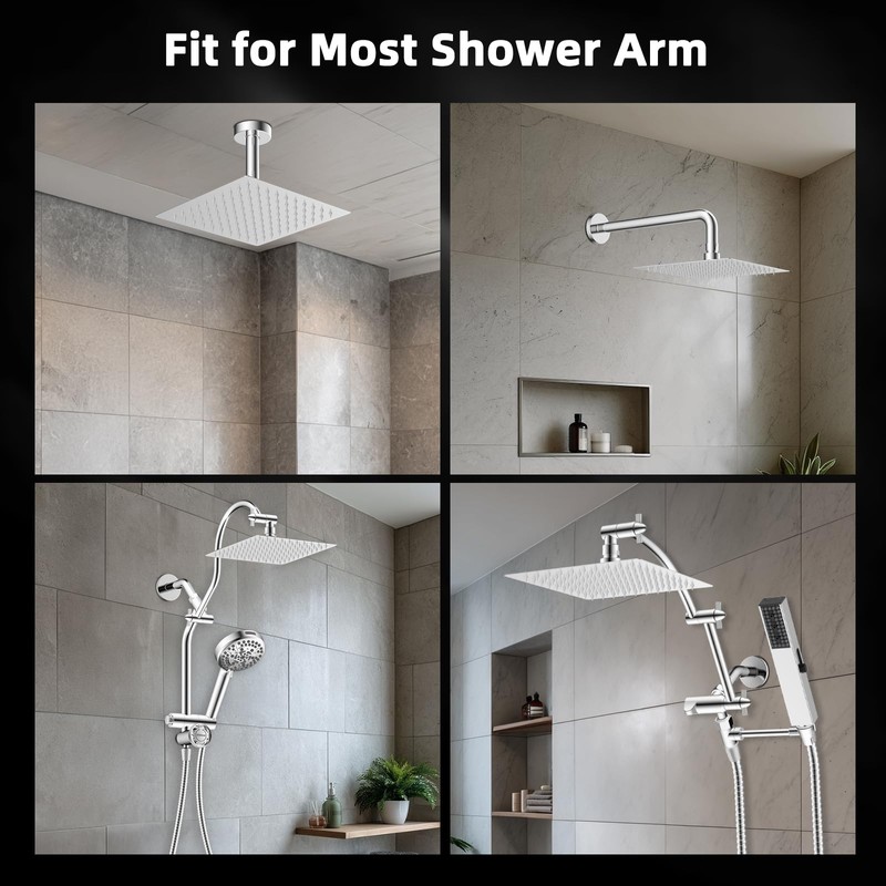 Hibbent All Metal 8 Inch Shower Head, High Pressure Stainless