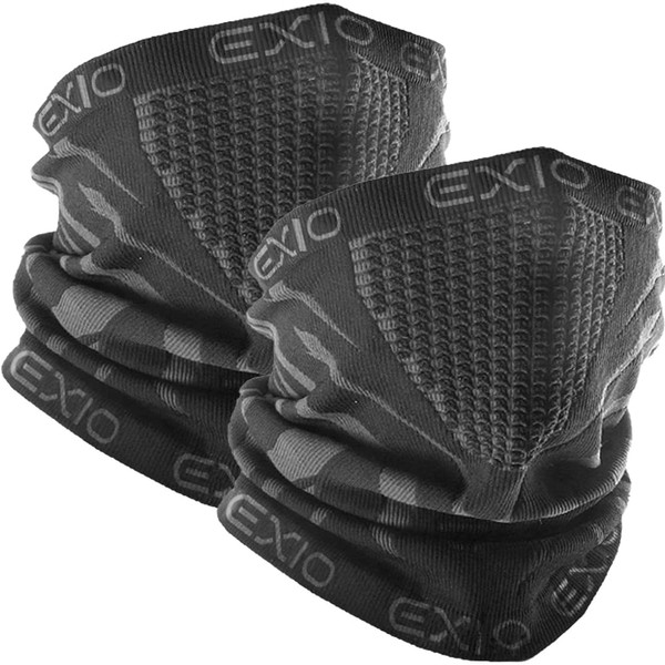 EXIO Winter Neck Warmer Gaiter/Balaclava (1Pack or 2Pack) - Windproof Face Mask for Ski, Snowboard, 8. Black/Black (2pack), free size