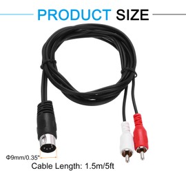 sourcing map S Video Cable 5ft, 5 Pin S-Video Male to 3 RCA Male Composite Adapter Converter Transfer for TV Receiver Monitor