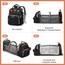 JKJRJJ Diaper Bag Backpack with Changing Station, Large Diaper Bag For Boys And Girls, Multifunctional Waterproof Travel Diaper Backpack, Baby Bag with USB Charging Port for Moms Dads,black