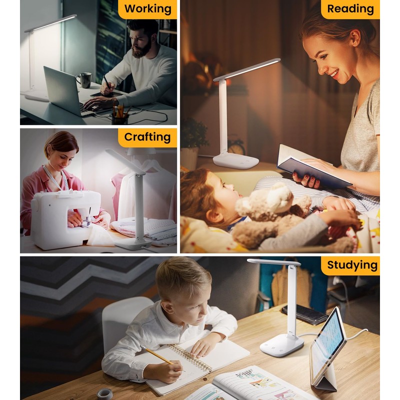 Desk Lamp, LED Dimmable Table Lamp, 5 Colours, 15%-100% Continuous
