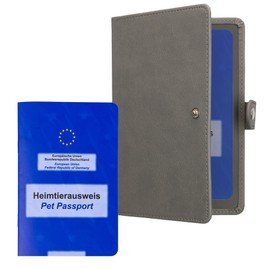 kwmobile Vaccination Certificate Cover for Animals - Protective Cover for EU Pet ID - Pet Vaccination Card Cover Faux Leather - Compatible with German Vaccination Card for Animals, lightgrey, Modern