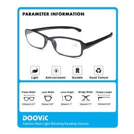 DOOViC 2 Pack Readers Blue Light Blocking Reading Glasses 2.75 Strength Flexible Lightweight Anti Eyestrain Computer Reading Glasses for Women Men