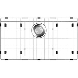26.2" X 14.2" Large Sink Protector for Kitchen Sink,Metal Sink Rack with Strainer,Stainless Steel Sink Grid for Bottom of Sink,Sink Grate with Corner Radius 0.4" and Rear Drain for Single Bowl,1 pack