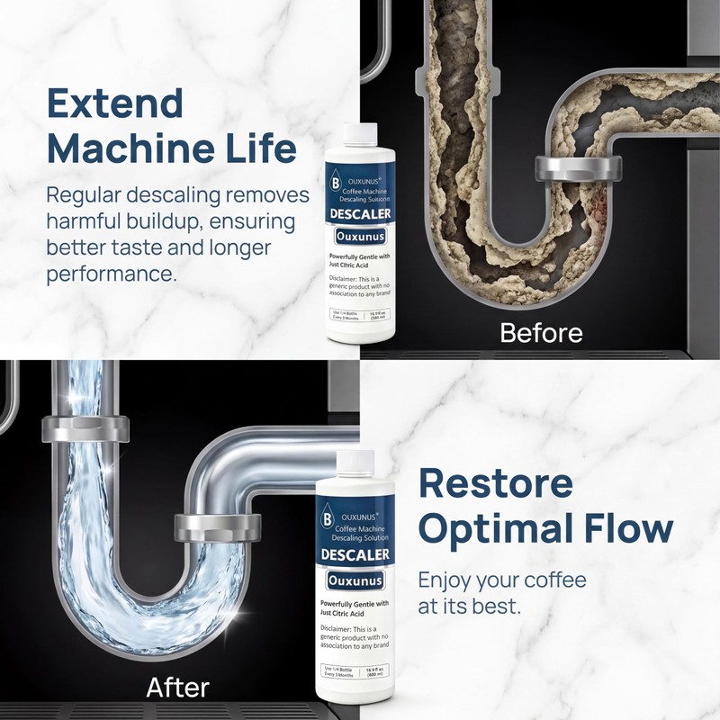 Ouxunus Descaling Solution（4 Uses） Compatible with Breville Descaling Solution &