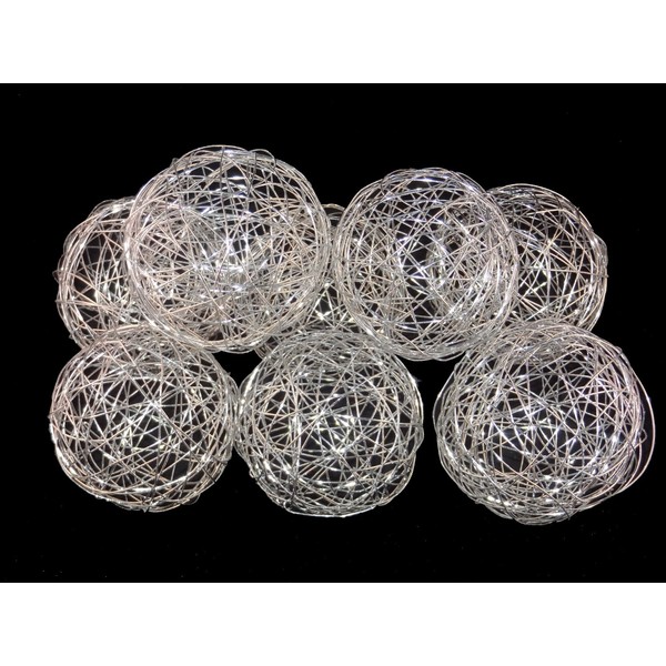 25 Home Decor 3'' Decorative Wire Ball Silver. Set of