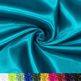 P Pothuiny 5 Yards x 60 Inch Wide Teal Satin Fabric by The Yard, Silky Charmeuse Satin Fabric for Bridal Wedding Dress Decor DIY Apparel Crafts