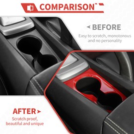 Amayum Gear Shift Cup Holder Cover fit for Chevy Camaro 2010-2015 Center Console Gear Shift Drink Holder Panel Interior Accessories,Red