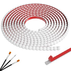 10ft Decorative Bead Pearl Wall Molding Trim, Flexible PVC Peel and Stick Trim for DIY Home Décor, Bathroom Mirror Frames, Cabinet Edges, Door & Window Borders (White, W:0.39" ×T:0.22")