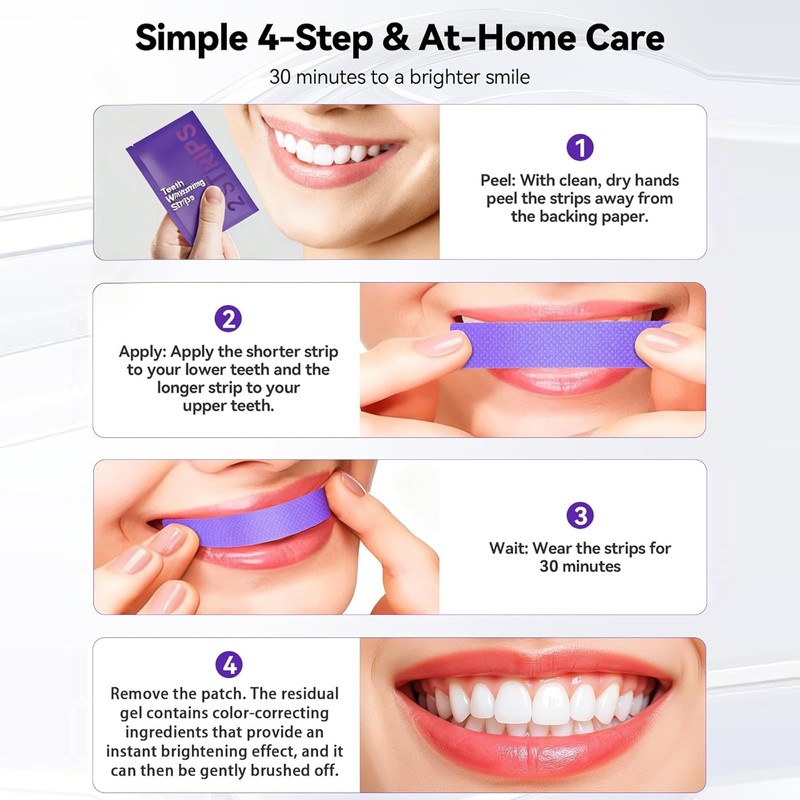 Gentle Daily Purple Teeth Whitening Strips – Enamel-Friendly, No Peroxide