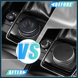 TUCKBOLD 2pcs Multimedia Volume Knob Caps Decals Stickers Covers for Mazda 6 Atenza 2020 2021 2022 Car Interior Gear Shift Gears Panel Decorations Accessories Black Automotive Parts