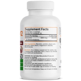Bronson Methyl B12 5000 mcg Vitamin B12 Methylcobalamin Energy & Brain Support 60 Lozenges