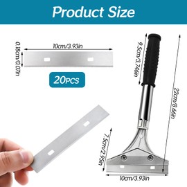 Wallpaper Scraper Blades, Heavy Duty Wall Non Slip Soft Grip Scraper Tool, 4 Inch Duty Durable Effortless Removal of Wallpaper Floor Tiles Comes with 20 Blades for Home Renovation