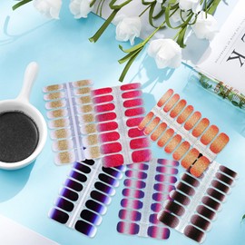 YECIRALA 6 Sheets Solid Gradient Nail Polish Stickers for Women Nails Classic Design Nail Polish Strips Gel Nail Stickers Full Nail Wraps for Women Stick On Nail Polish Strips Fingernail Stickers
