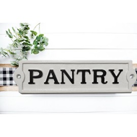 Bstgifts Farmhouse Decor Metal Pantry Signs - Cast Iron Door Room Plaques with "Pantry"
