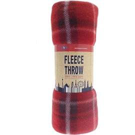 Classic Tartan Check Fleece Throw Picnic Blanket 120x 150cm (Red)